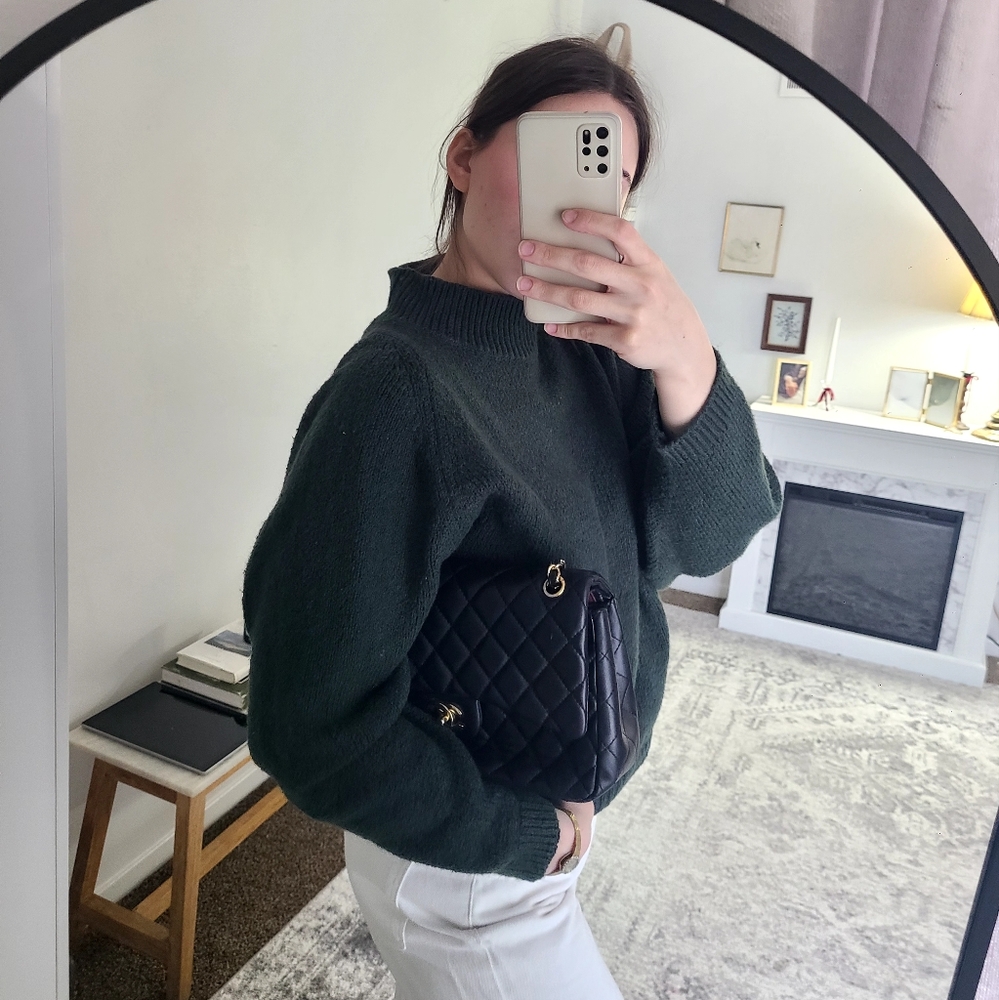 Dark Green Mock Neck Sweater